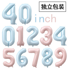 Large 40-inch baby blue baby pink number balloon children's birthday party decoration aluminum film balloon