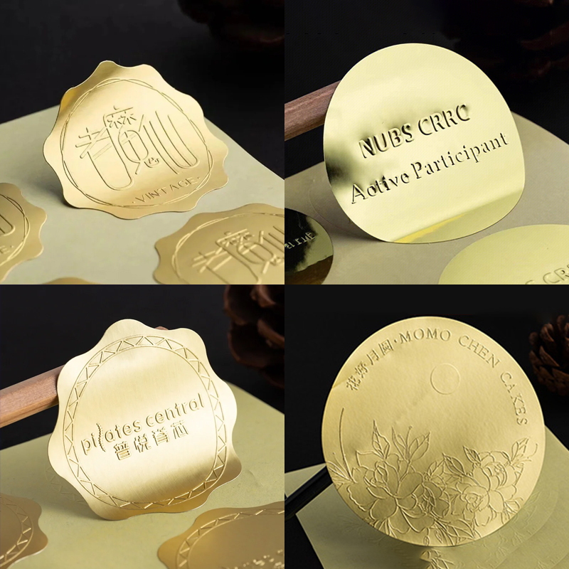 Custom-made gold logo stickers, embossed 3D letter metal labels, and adhesive seals for gift boxes Custom-made gold logo stickers, embossed 3D letter metal labels, and adhesive seals for gift boxes
