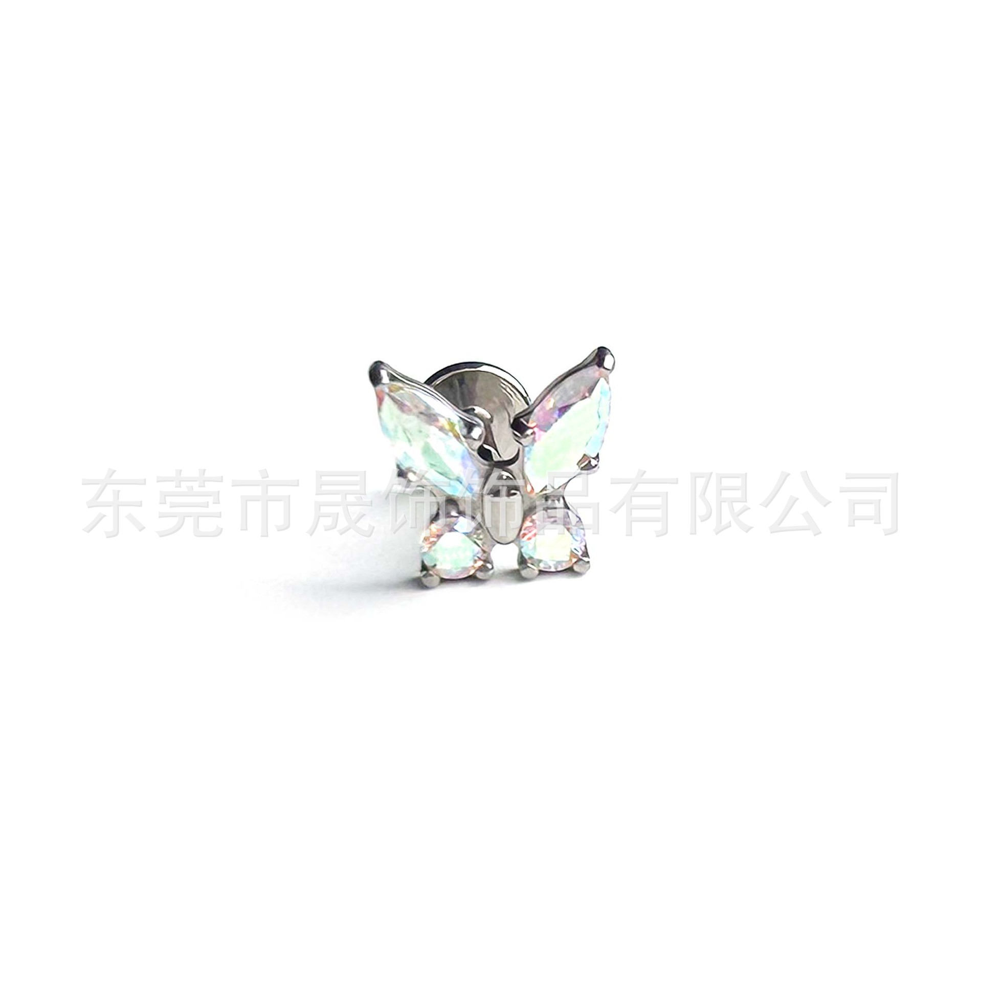 F136 Titanium Multicolor 马眼 Butterfly Cubic Zirconia G23 Implant Grade Titanium 人体 Piercing Jewelry Helix Cartilage Stud Geometric 造型炫