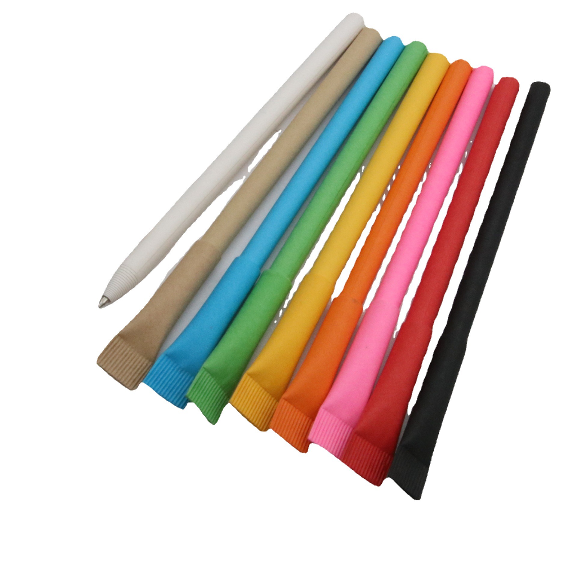 Tubo de papel pluma de color natural en stock tubo de papel completo bolígrafo papelería transfronteriza logotipo rendering diseño insertar pluma