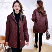 时尚免洗皮棉衣女2025年冬季新款韩版气质通勤中老年女装棉服棉袄
