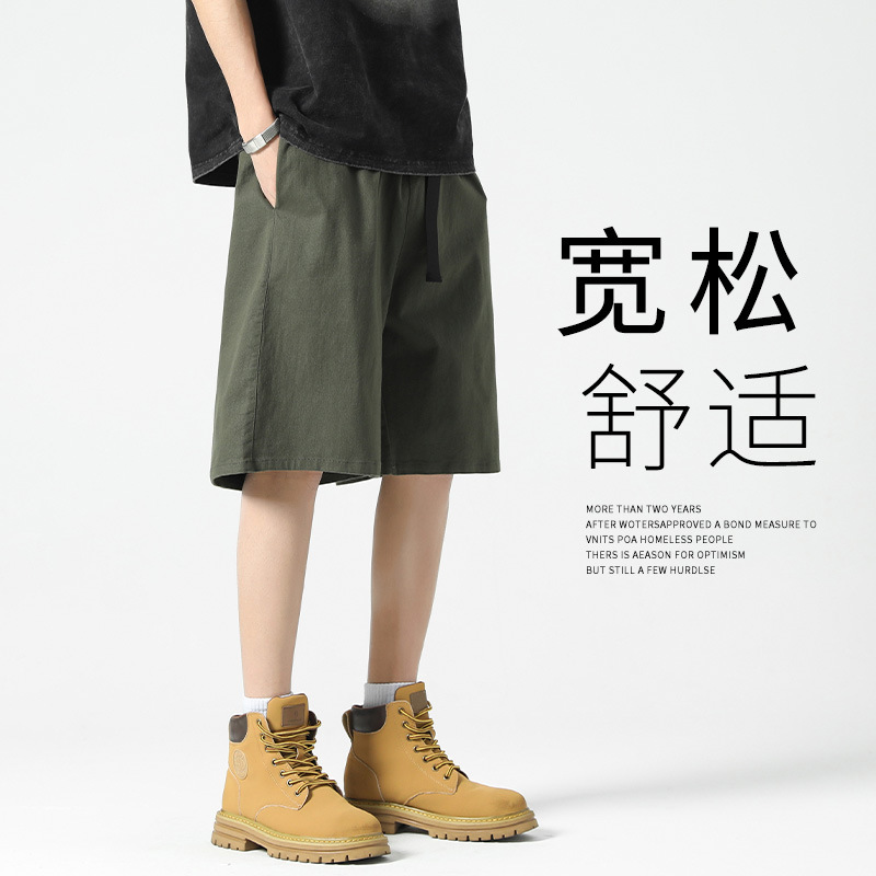 Tooling Shorts Men's Summer New Cotton Casual Five-point Pants Men's Loose Mid-length Pants Army Green Sports Pants Men's Pants