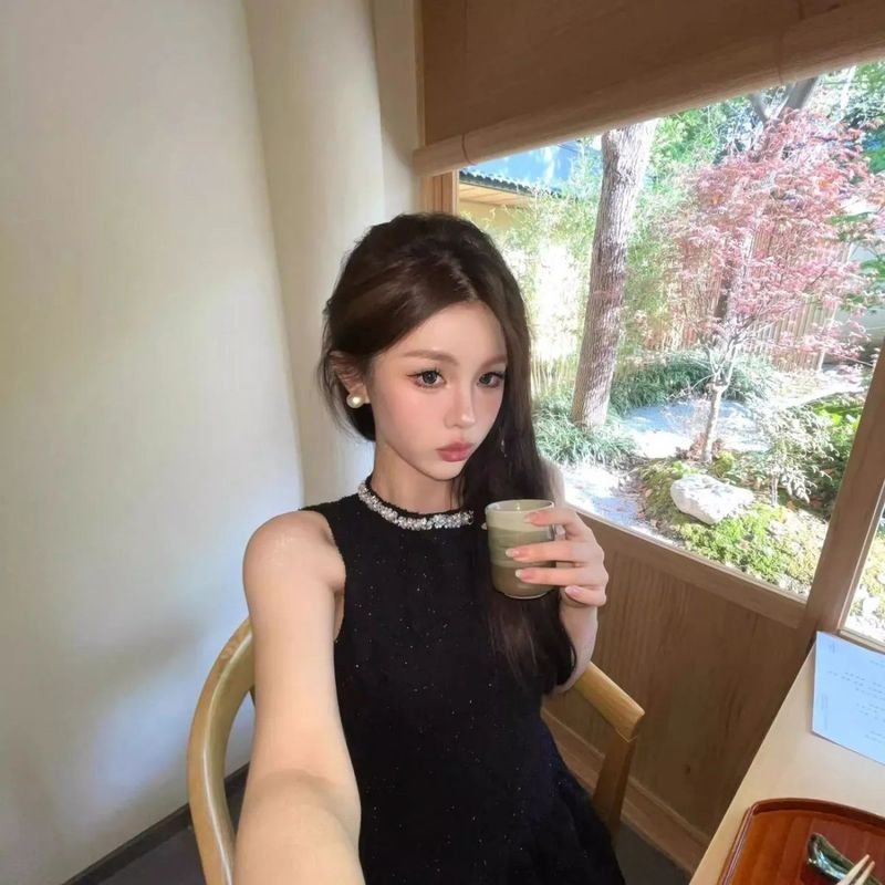 美しいホットガールウエストドレスレディースフレンチスタイル高級リトルブラックドレス誕生日ドレスショートスカート|undefined