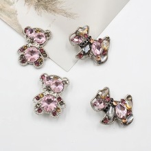 时尚韩版diy合金饰品配件带c扣镶钻卡通小狗小熊头饰发绳材料