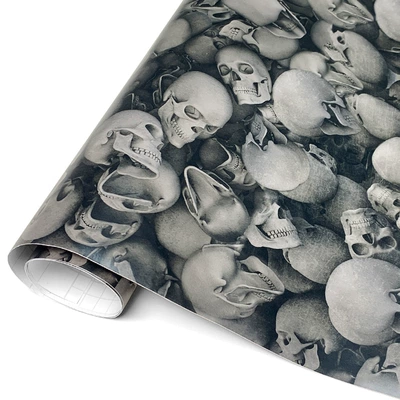 Motorcycle Rear Box Personalized Skull Camouflage Body Film Painted Car Color-Changing Film Modification Sticker Hood (Body sticker) - black-and-white-skull-5050