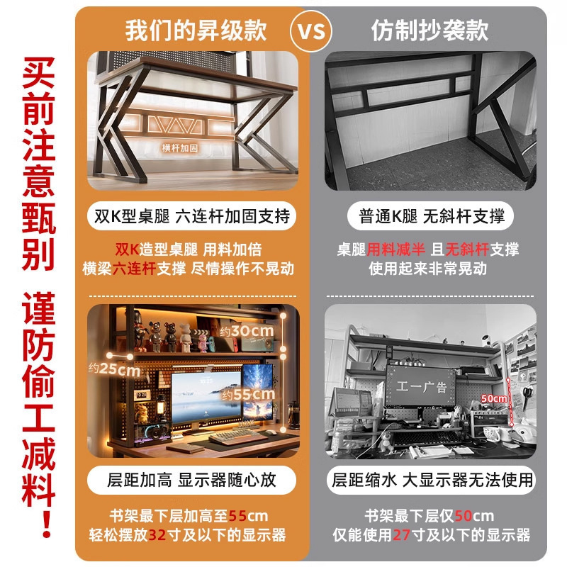 台式电脑桌卧室家用书桌书架一体桌子办公桌洞洞板电竞桌椅套装|undefined