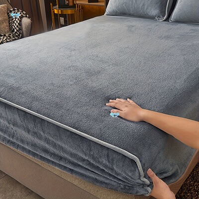 1pc Soft Luxurious Milk Velvet Fitted Sheet Warm Winter跨境|ms