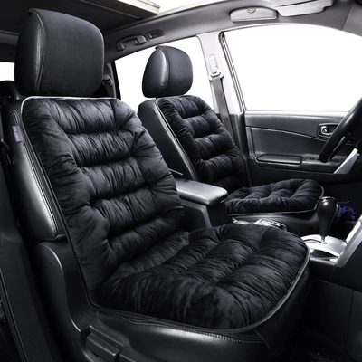 Thickened Plush Car Seat Car – Wool pad - single-seat-headless-cap-mysterious-black