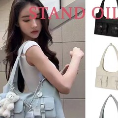 原版高品质直井怜同款 STAND韩国设计师品牌 搭扣口袋单肩腋下包