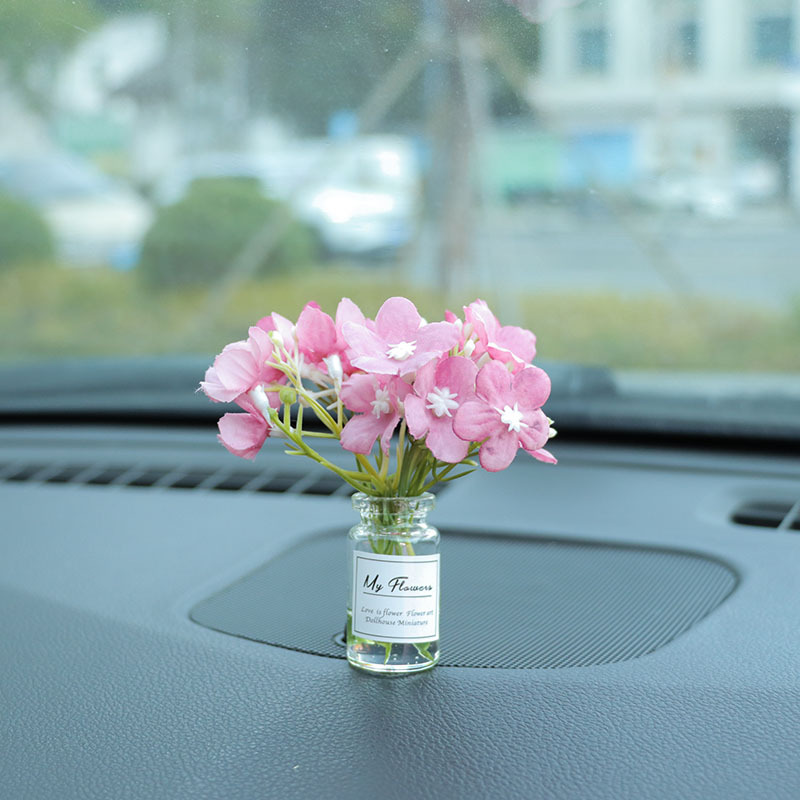 Red de Internet jarrón fresco flor casa de muñecas mini interior de coche consola central decoración de coche decoración de coche espejo cruzado simple