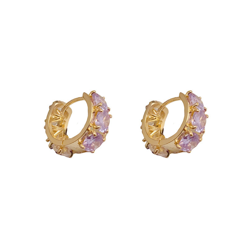 Two-color earrings with zircon