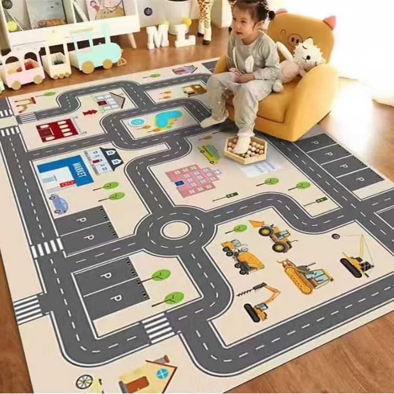 Transfronterizo Amazon Puzzle Niños Pista de dibujos animados Casa americana Sala de estar Dormitorio Manta de cabecera Manta antideslizante para balcón
