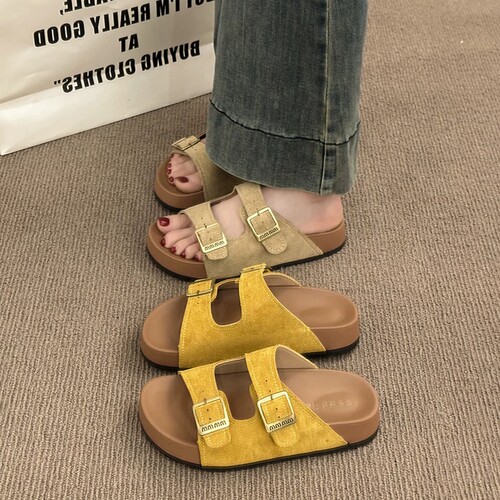 Platform sandals with platform soles for women's summer outer wear ins trend 2026 new style retro skirt height-increasing Birken sandals