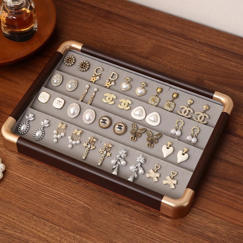 Special Storage Box for Earrings and Earrings, Velvet Earring Storage, Solid Wood Jewelry Box, Exquisite and High-End Display Stand