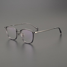 日本超轻纯钛方形黑框素颜男女复古近视眼镜框架Y0053配高度数片
