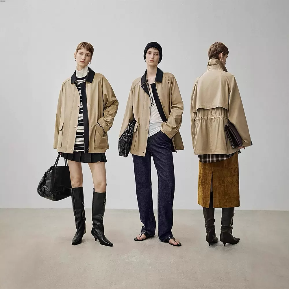 四媛 ROW风定染纯棉牛津布底特律夹克复古撞色领廓形工装外套1027