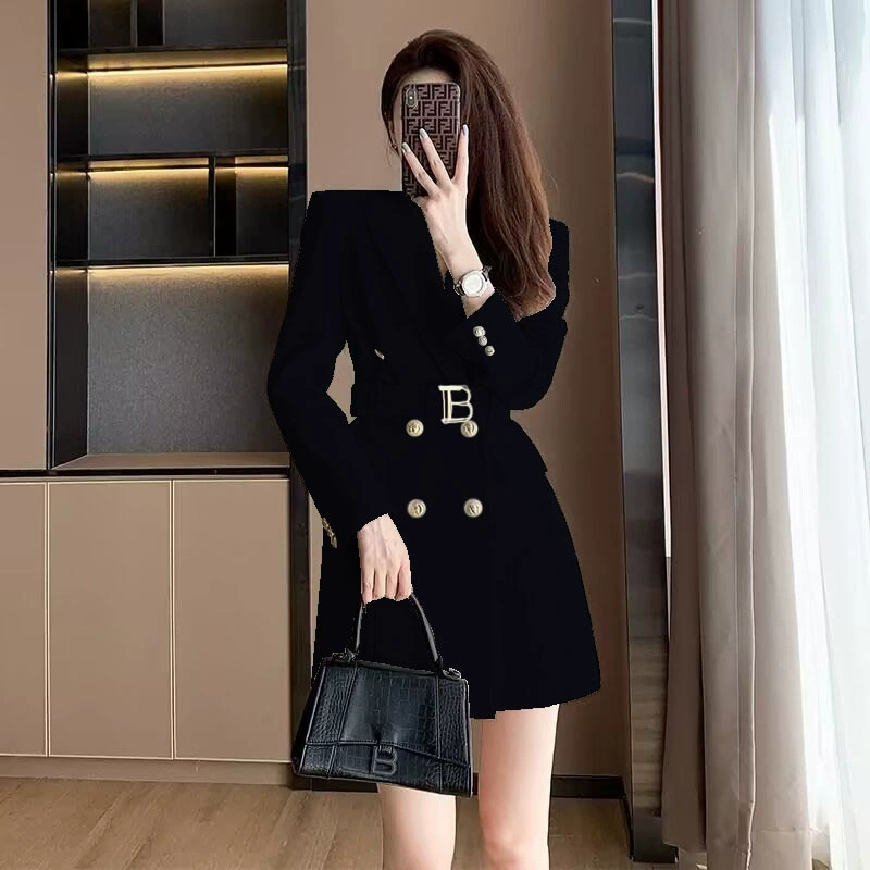 Демисезонное весеннее trench coat, длинная осенняя куртка, облегающая, до середины икры