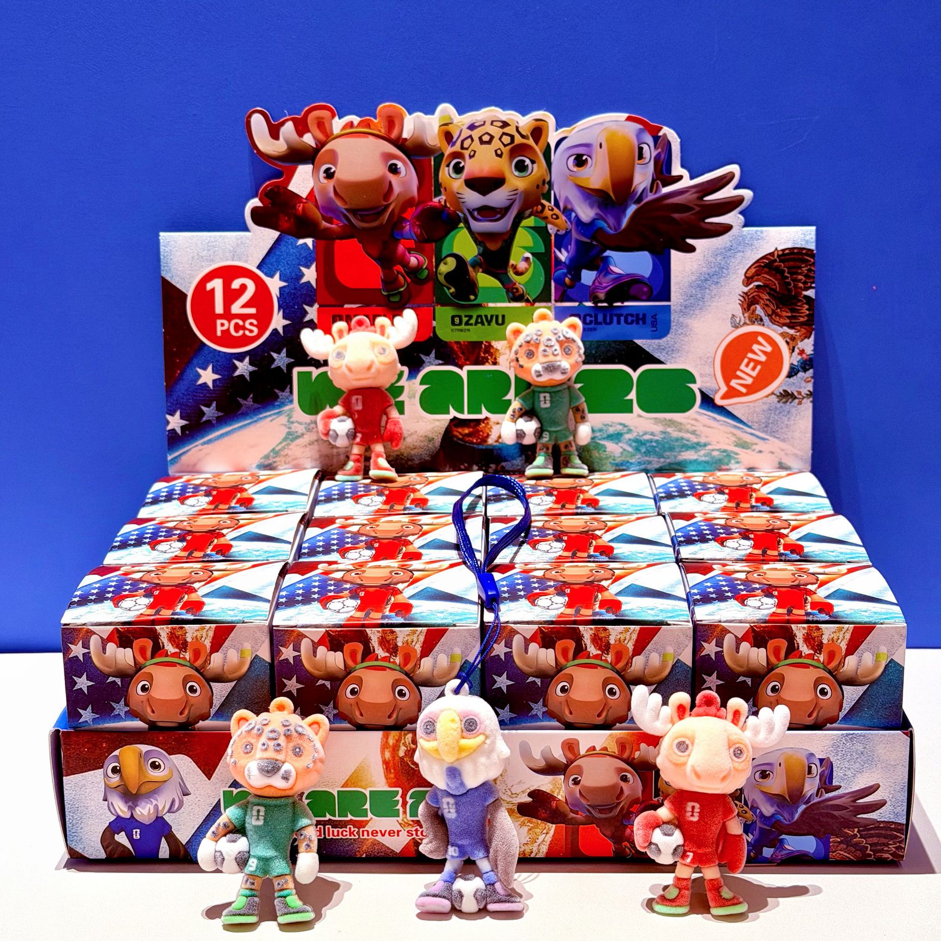 Copa del Mundo de dibujos animados muñecas de flojo caja ciega Copa del Mundo de fútbol resina colgante bolsas de dibujos animados joyas Wenchuang