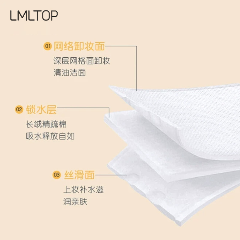 LMLTOP garra de gato de dibujos animados algodón grueso de doble cara 222 piezas de algodón desmaquillante sándwich bolsa de algodón al por mayor