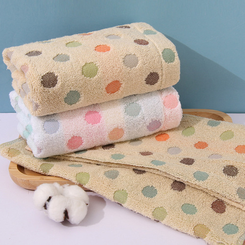 Seven-color dot pure cotton couple's towels 35*75 twisted yarn color woven household adult face towels thickened 110g