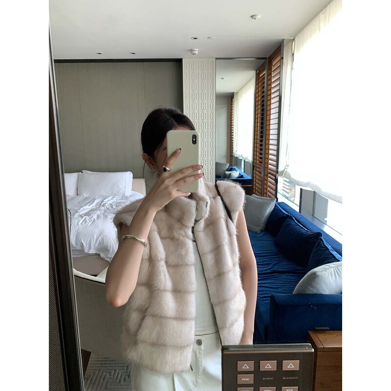 Dream Dt Etolie Retro Stand-Up Collar Imitation Mink Vest Women's Autumn and Winter Zipper Warm Sleeveless Fur Outwear