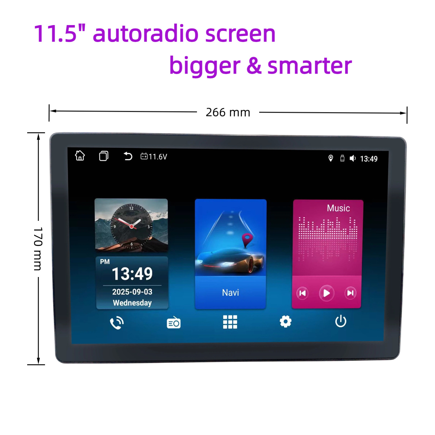 11.5inch Android Car Radio Bluetooth Navigation Music Carplay & Android Auto