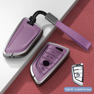 Series X2 X3 X4 X5 X6 — Car key bag - model-b-blade-smart-4-button-unstandard-xiaguang-purple-hand-strap-buckle-single-shell