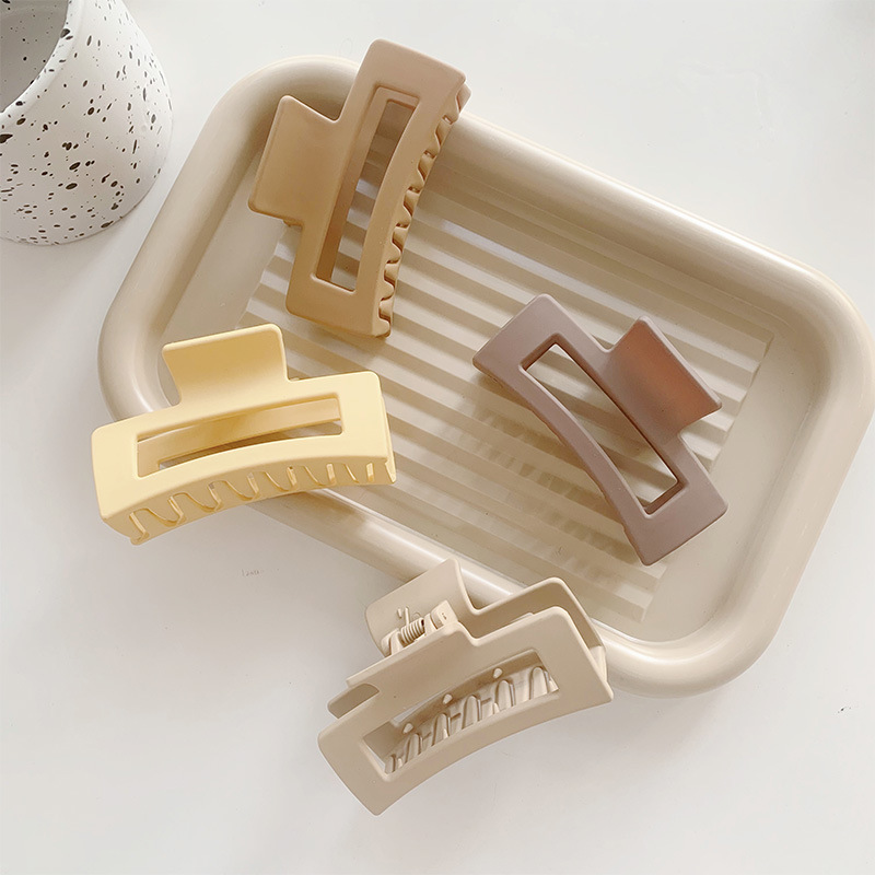 Pinza para el cabello de placa de color coreano ins Maillard, pinza para el cabello de color té con leche de otoño e invierno, pinza para el cabello grande de textura simple