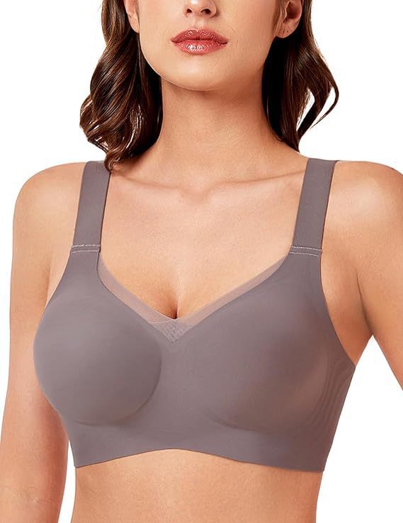 Sutiã feminino sem aro e sem costura - Respirável, confortável, com efeito push-up para todas as estações. Confeccionado em algodão, seda e cetim._voghion.com
