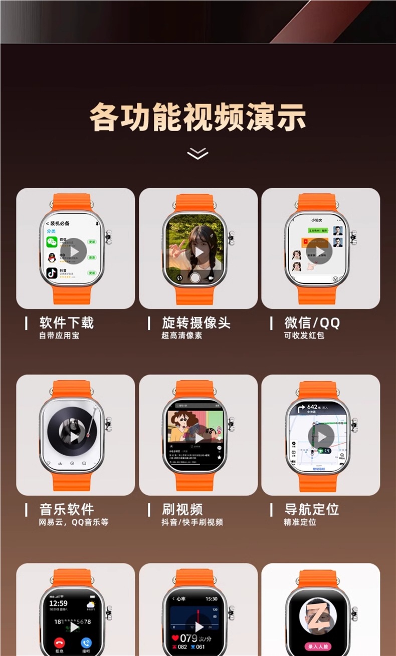 The new smartwatch S10watch from Xiaomi can be used with SIM cards for children, junior high school, senior high school, primary school and youth Specification drawing