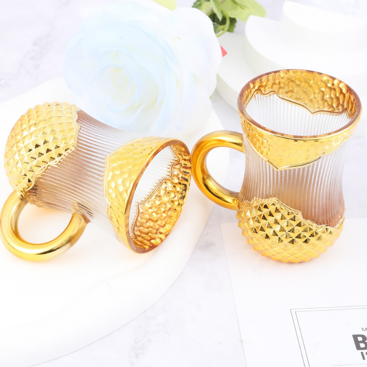 6 juegos de tazas de té negro de color esmalte de estilo europeo, tazas de café caseras, tazas de vino creativas, tazas de alta calidad