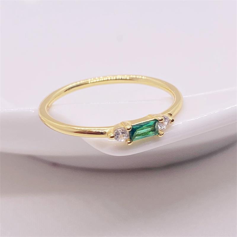 Simple Style Rectangle Sterling Silver Inlay Zircon Rings display picture 6