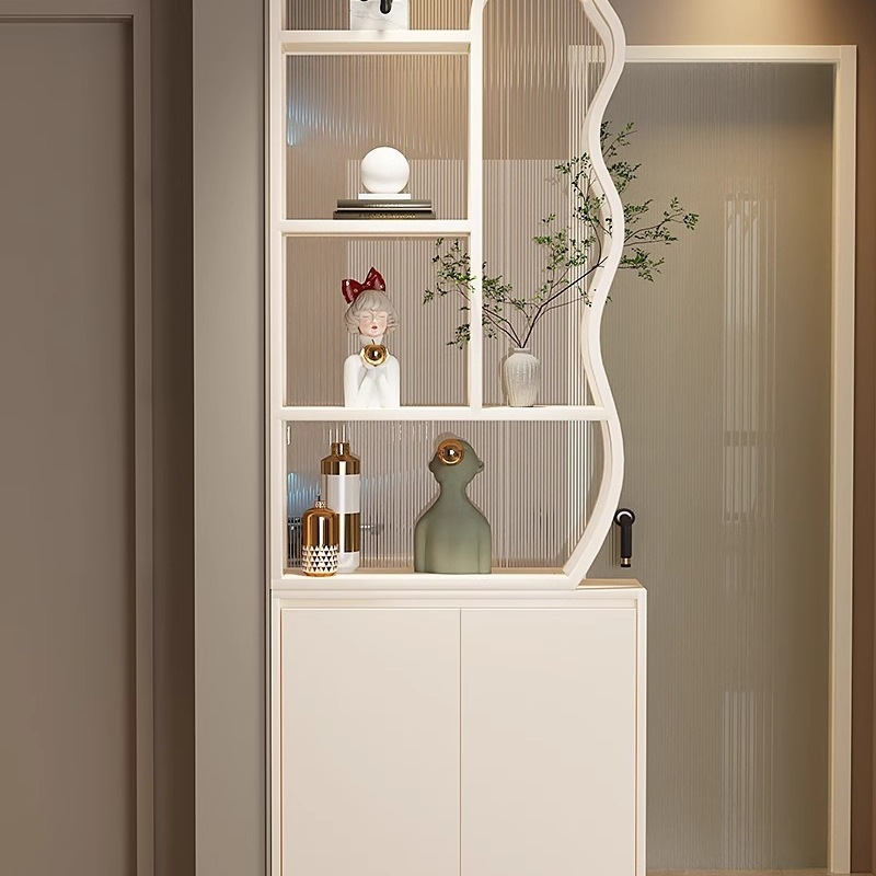 Cream Style Bathroom Half-Wall Screen Partition Cabinet Modern Simple Changhong Glass Living Room Dry and Wet Area Storage Rack