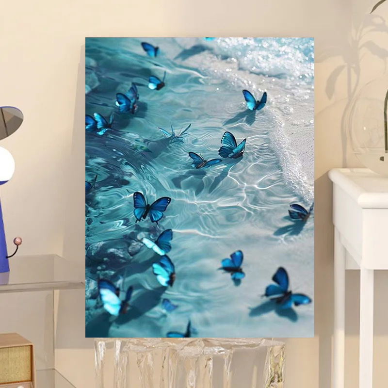 デジタル油絵diy油彩画手描きデジタル画蝶風景人物塗り絵客間寝室装飾画|undefined