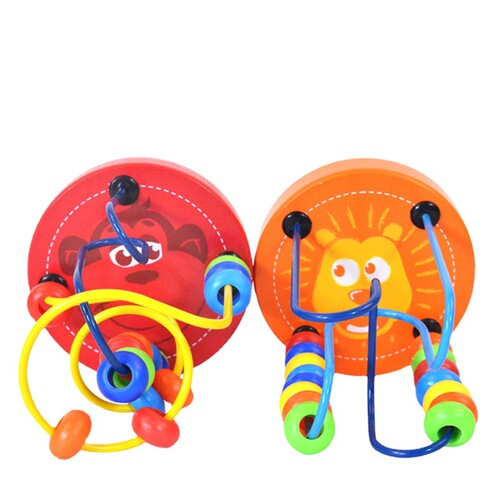 Children's small wooden bead stringing toy animal developmental baby intelligence toy 1-3 years old early childhood enlightenment exercise