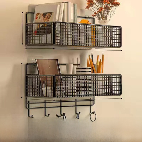 Bathroom, toilet rack, kitchen, living room, dormitory wall-mounted hook, no drilling storage shelf, hanging basket, nail-free