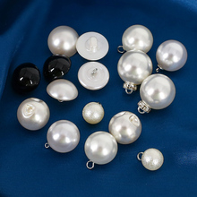 9QXC珍珠衬衫扣子黑白色小珍珠装饰开衫毛衣衣服装饰小纽扣圆形蘑
