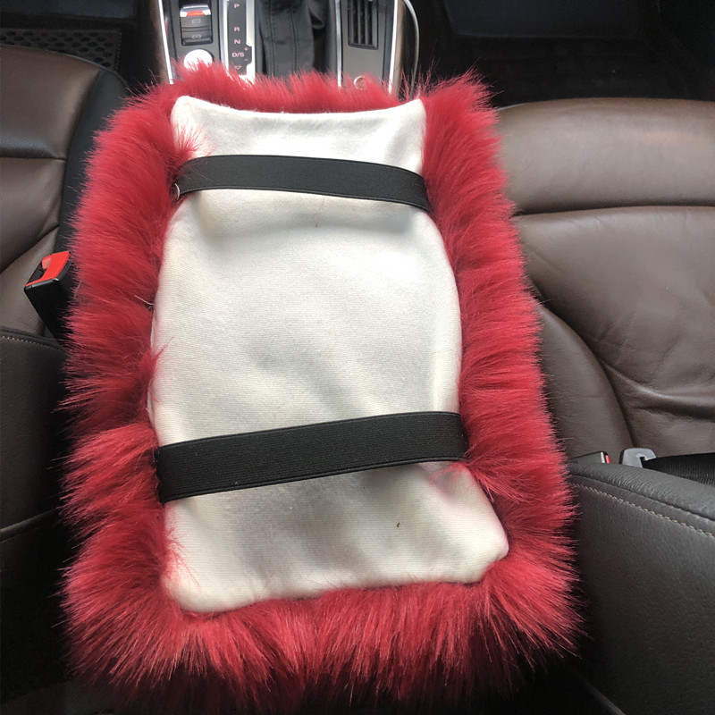 Cross-border Amazon car central armrest box plush cover, faux fox fur armrest pad, available in multiple colors for wholesale