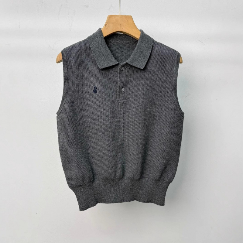 2025 New Model Rl Ralph Lauren Logo Vest Knitted Sleeveless American-Style Short Embroidered Polo for Women