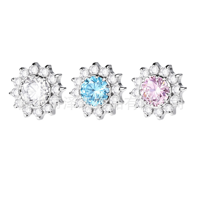 G23 Titanium Sunflower Ear Cartilage Stud 5A Zircon Sparkling High-End Piercing Jewelry Replacement Head detail image 8