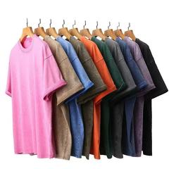 水を洗って古い復古半袖男女tシャツ230g純綿ワックス染めアメリカ潮牌落肩国境を越えた対外貿易男装