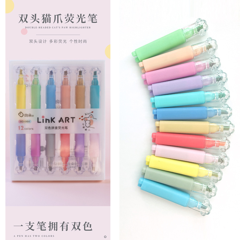 Dibujos animados resaltador mini helado resaltador pintura clave bolígrafo marcador bolígrafo de graffiti bolígrafo acuarela juego multicolor
