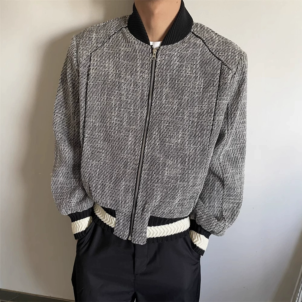 Модная осенняя и зимняя ароматная толстая куртка бейсбольный воротник кардиган на молнии для мужчин корейская повседневная минималистская куртка