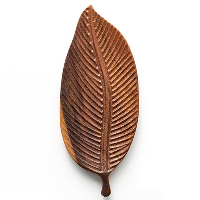 Walnut Leaf Tea Tray Household Wooden Tea Table Solid Wood Dry Tea Tray Tea Cup Tray Wooden Elegant