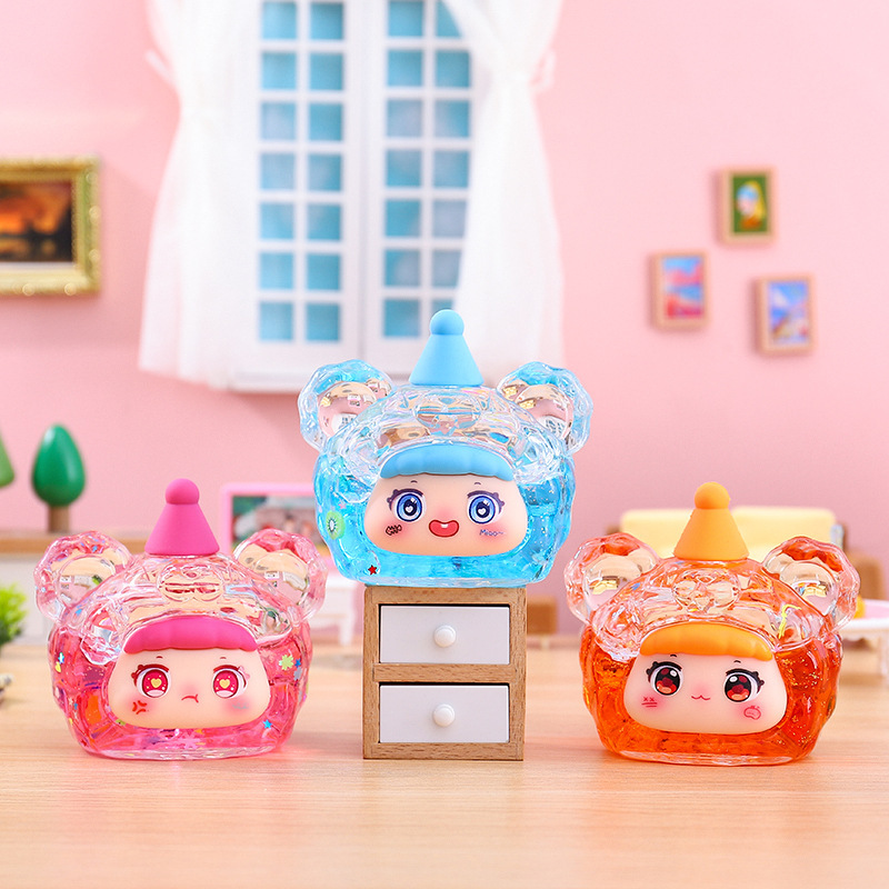 抖音新作可愛いクマ頭流砂飾り、キラキラ光るオイル入りトレンドグッズ、フィギュア飾り、女の子へのプレゼント、メーカー直販|undefined