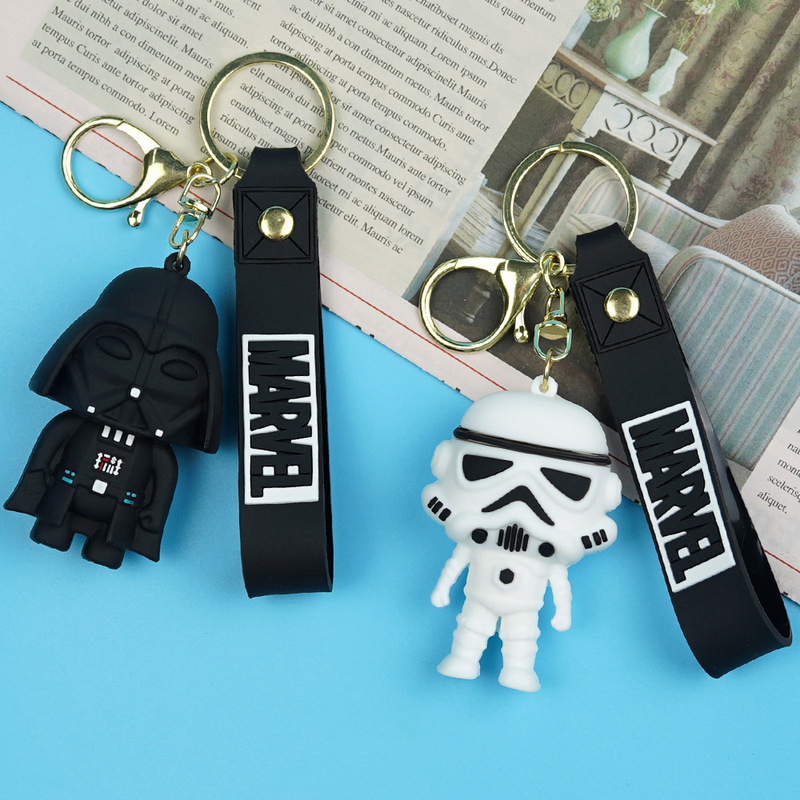 Cross-Border Star Wars White and Black Warrior Keychain Pvc Couple Bag Exquisite Car Keychain Pendant