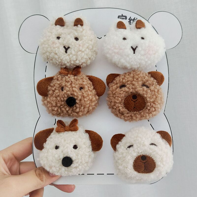 Autumn and Winter Cartoon Plush Animal Head Brooch Accessories, Melard Series Bunny, Puppy, Bear Doll Accessories