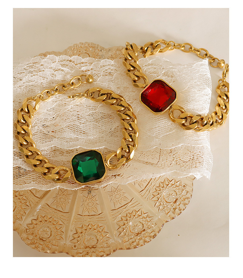 Fashion Geometric Titanium Steel Zircon Bracelets Necklace 1 Piece