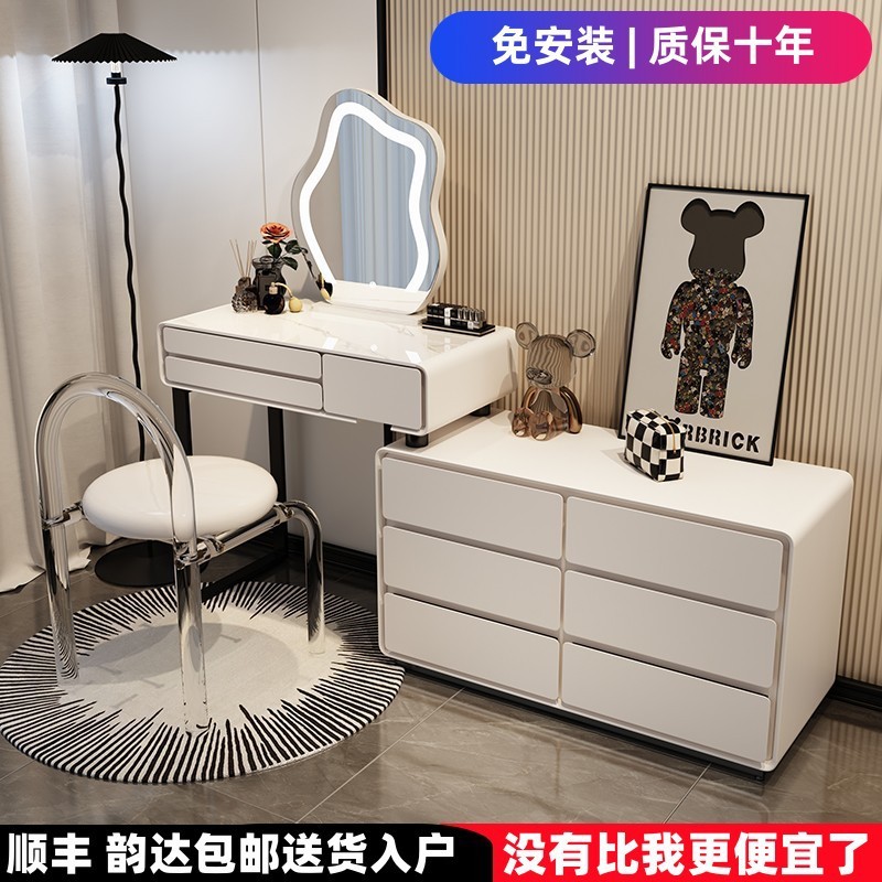 2025 nuevo estilo de lujo ligero de madera maciza cómoda dormitorio moderno simple esquina maquillaje armario de almacenamiento escritorio en uno