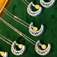 Шэньчжэнь Shuibei киоск оптом 18K золото натуральный желтый алмаз капли воды ожерелье au750 золото 30 алмазов звезда луна кулон